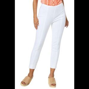 Jaclyn Smith Womens Stretch Woven Crop Slim Leg PullOn Pant Bright Wht - Regular